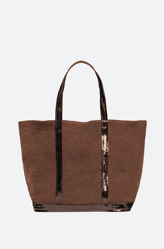 Leinentasche mit Pailletten (groß)