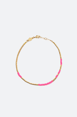 Goldenes Armband mit pinken Perlen von Anni Lu