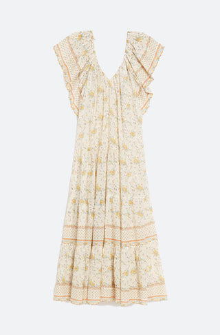 Langes und fließendes Kleid mit gelbem Blumendruck von Vanessa Bruno