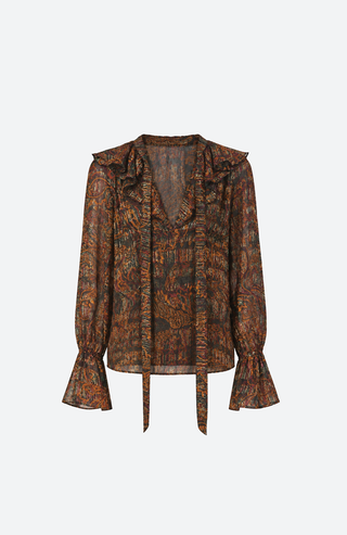 Heron Chiffonbluse mit Rüschen & Paisley-Print von Vanessa Bruno