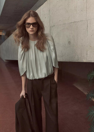 Camille Hose mit weitem Bein aus italienischem Wollmix-Flanell