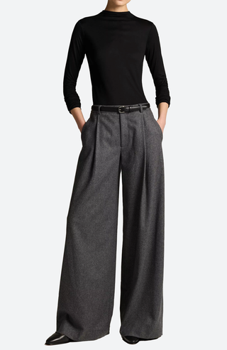 Camille Hose mit weitem Bein aus italienischem Wollmix-Flanell