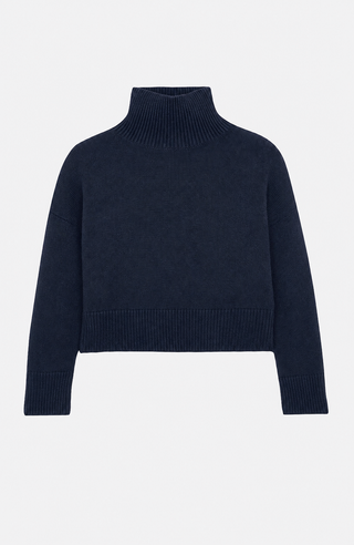 ULLA Crop Kaschmir-Pullover Marine Fonce