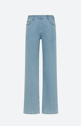 Azurblaue Kavallerie-Denimhose mit 5 Taschen und hohem Bund&nbsp;von Forte Forte