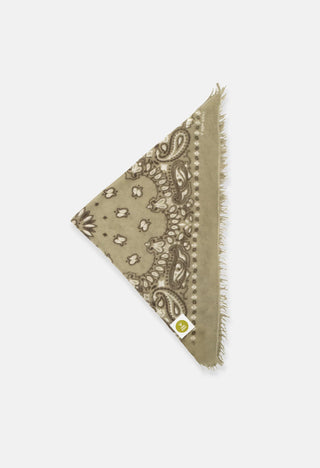 Kaschmirbandana Calvina grün mit weißem Print