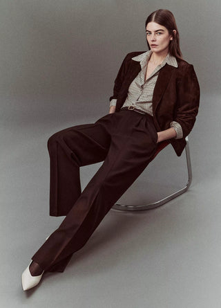 Weite Bundfaltenhose aus italienischer Wollmischung