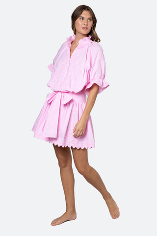 Poplin-Blouson Kleid in Pale Pink