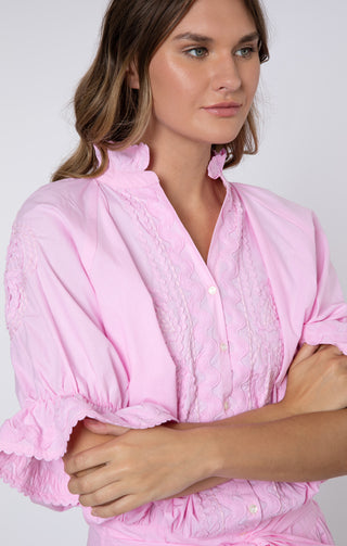 Poplin-Blouson Kleid in Pale Pink