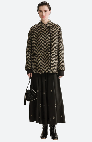 Chevron Jacquard Oversized Jacke