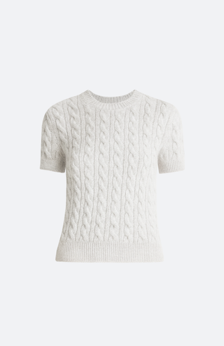 Kurzärmliger Pullover aus Woll- und Kaschmirmischung mit Zopfmuster