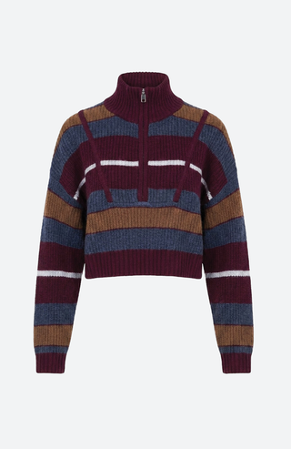 Gekürzter Kaschmirpullover Hampton - Monaco Stripe von STAUD