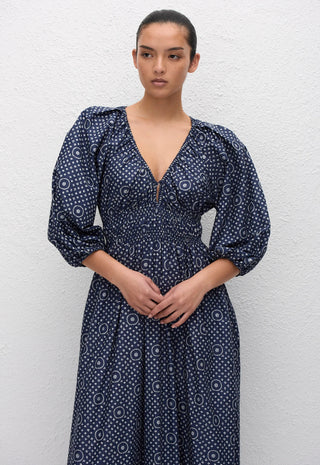 Maxikleid aus gerafftem Bio-Baumwollpopeline