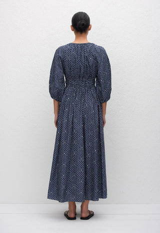 Maxikleid aus gerafftem Bio-Baumwollpopeline