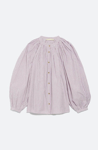 rosa lila gestreifte Bluse von Vanessa Bruno mit Puffärmeln