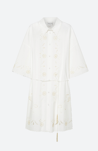 Spitzenkleid aus Popeline mit Gürtel von Forte Forte