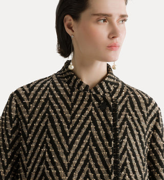 Chevron Jacquard Oversized Jacke